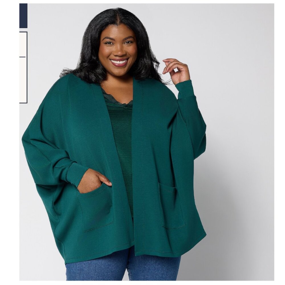 Belle by Kim Gravel Scuba Luxe La Chic Batwing Cardigan 2X